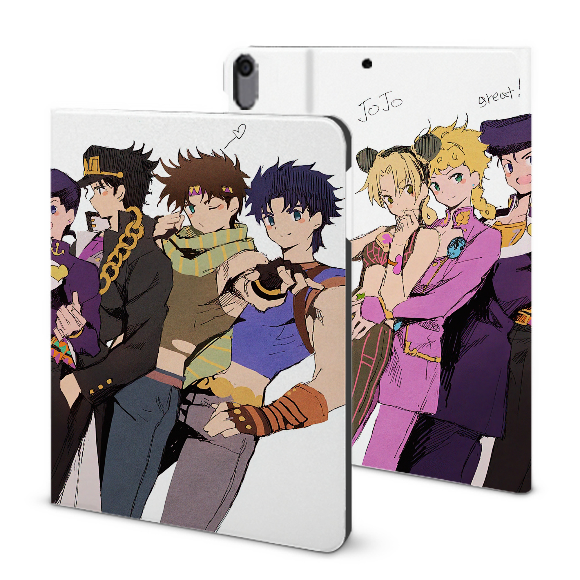 （画像用） ジョジョの奇妙な冒険 JoJo's Bizarre Adventure IPad ケース ブック型 PUレザー TPU 耐衝撃 軽量 薄型 ペン収納なし 全面保護 IPad 各モデル対応
